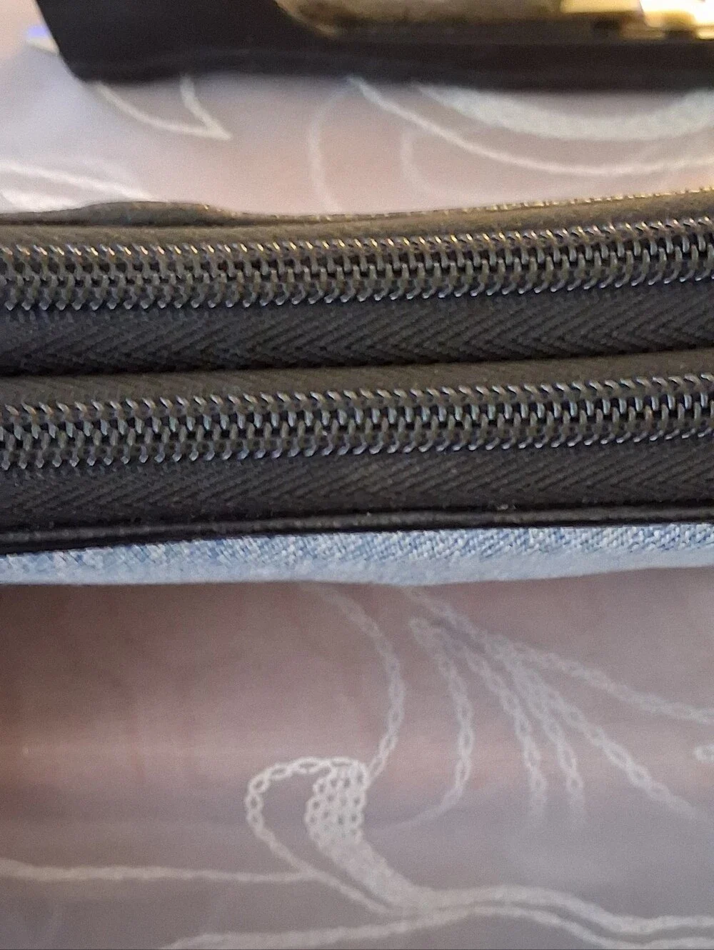 Blue Bijoux De Ja Denium Clutch Zip Around Wallet